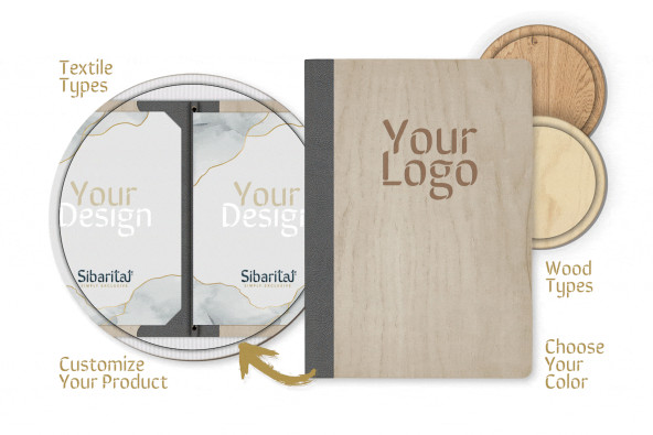 ELAN - A4 and A5 Letter Wooden menu boards Elegant and understated wooden letter bound with screws or elastic band with slots...