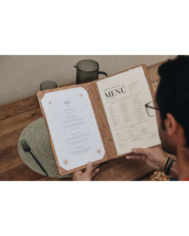 ELAN - A4 and A5 Letter Wooden menu boards Elegant and understated wooden letter bound with screws or elastic band with slots...