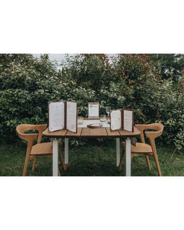 ELAN - A4 and A5 Letter Wooden menu boards Elegant and understated wooden letter bound with screws or elastic band with slots...