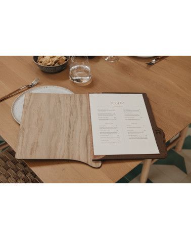 ERGO - A4 Letter Wooden menu boards A4 wooden letter made of oak or birch with an innovative opening and binding system.