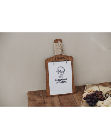 CHOP - Anelli per portamenù A5 Supporti per menu in legno Supporto per menu in legno stile tavolo da taglio rustico con rileg...