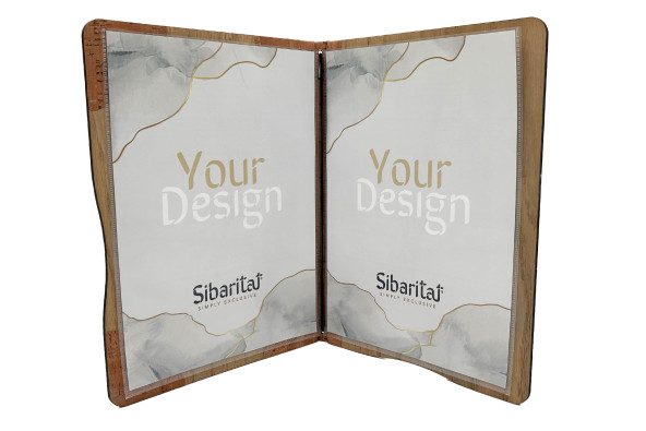 ELAN - A4 and A5 Letter Wooden menu boards Elegant and understated wooden letter bound with screws or elastic band with slots...