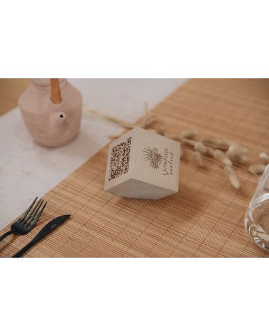 Custom 3D Wooden QR Cube Table Identifier