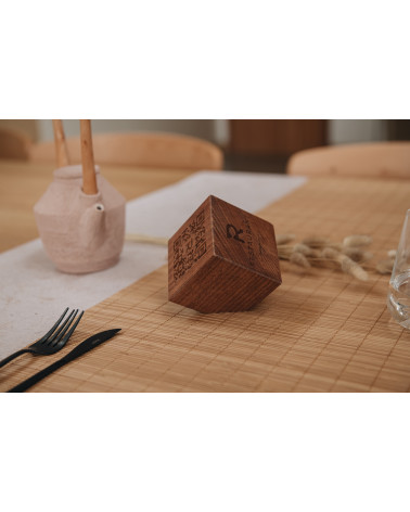 Custom 3D Wooden QR Cube Table Identifier