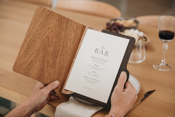 ERGO - A4 Letter Wooden menu boards A4 wooden letter made of oak or birch with an innovative opening and binding system.
