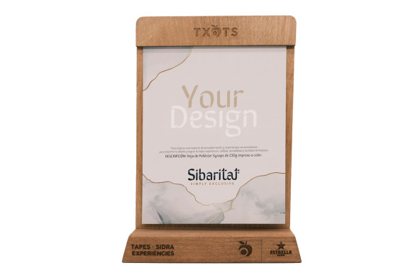 FLAT - Peana magnet A5 Desktop Accessories Modern wooden tabletop menu holder with an innovative magnetic flap binding system.