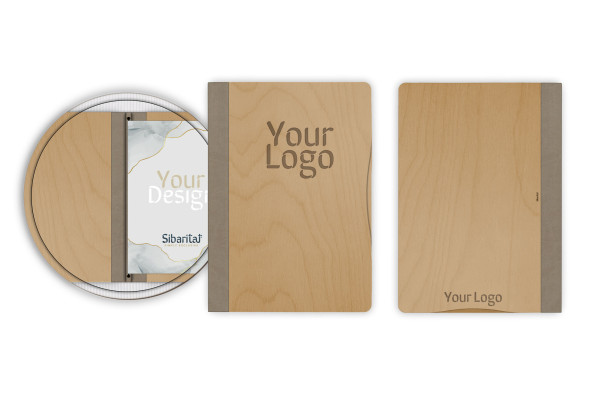 ELAN - A4 and A5 Letter Wooden menu boards Elegant and understated wooden letter bound with screws or elastic band with slots...