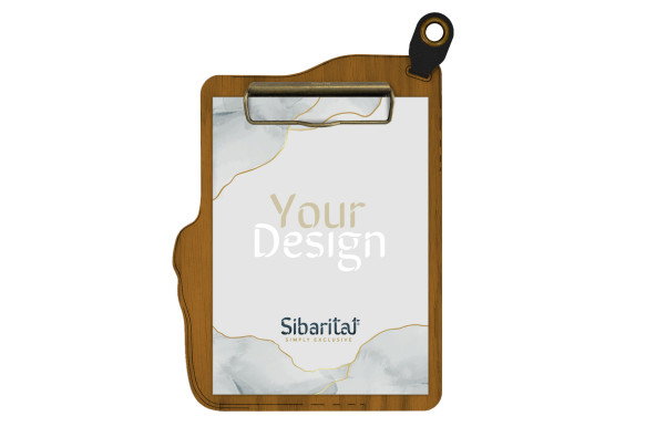 ERGO - Portamenù pinza piatta A5 Supporti per menu in legno Supporto porta menù in legno con design ergonomico, dotato di cli...