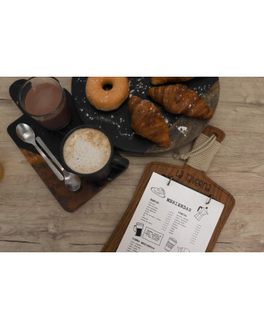CHOP - Anelli per portamenù A5 Supporti per menu in legno Supporto per menu in legno stile tavolo da taglio rustico con rileg...